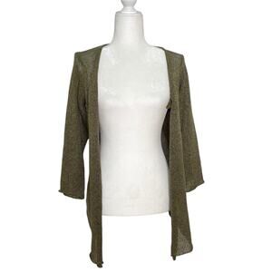 Women's Green Handknit Open Front Sweater Size S by Gunilla of Norrkoping Sweden